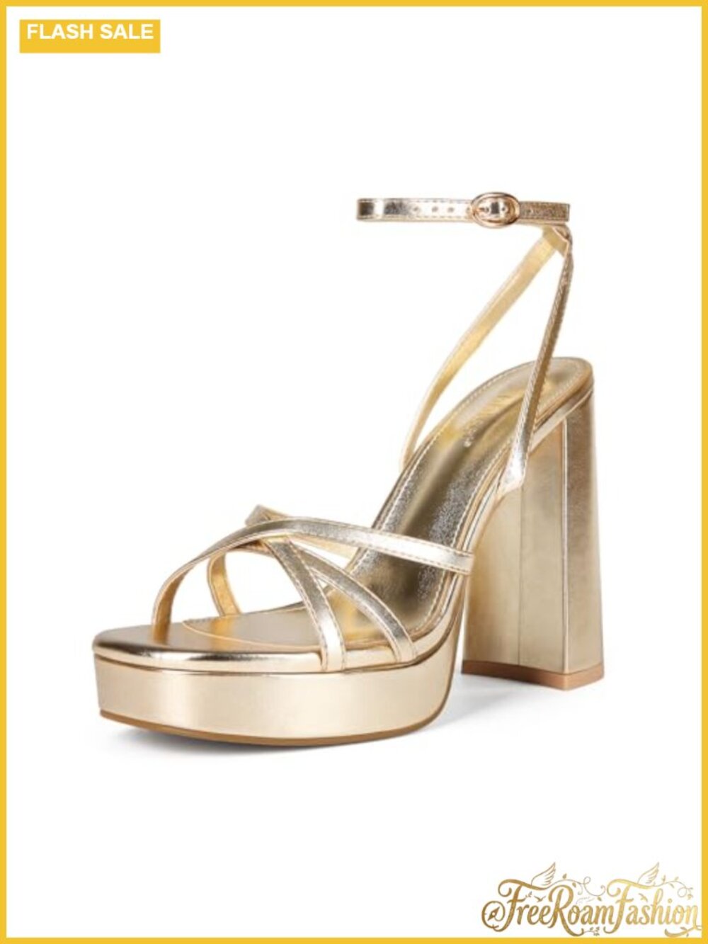 Women Platform High Heels Lace Up Open Toe Block Heel Ankle Strap Sandals